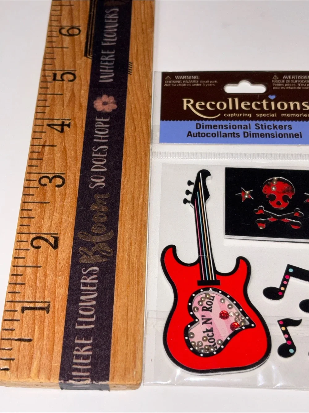 Recollections Red & Black Guitar Stickers Red Guitar Scrapbook Sticker Camp Rock